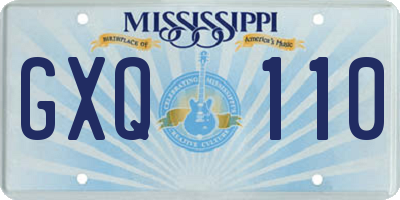 MS license plate GXQ110