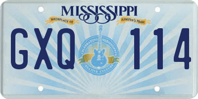 MS license plate GXQ114
