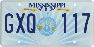 MS license plate GXQ117