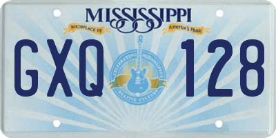 MS license plate GXQ128