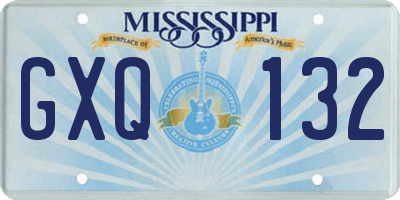 MS license plate GXQ132