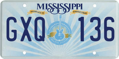 MS license plate GXQ136