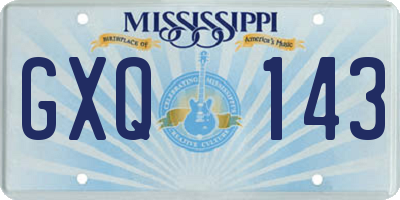 MS license plate GXQ143