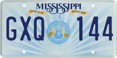 MS license plate GXQ144