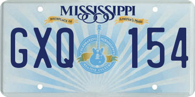 MS license plate GXQ154