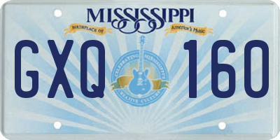 MS license plate GXQ160