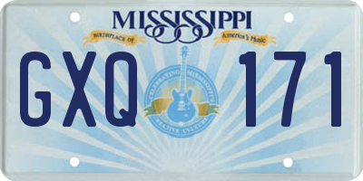 MS license plate GXQ171
