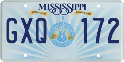 MS license plate GXQ172