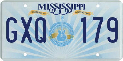 MS license plate GXQ179
