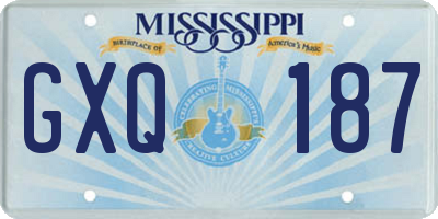 MS license plate GXQ187