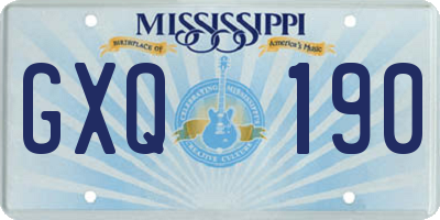 MS license plate GXQ190