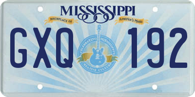 MS license plate GXQ192