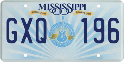 MS license plate GXQ196