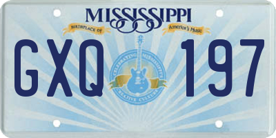 MS license plate GXQ197
