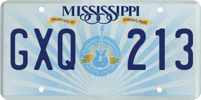 MS license plate GXQ213