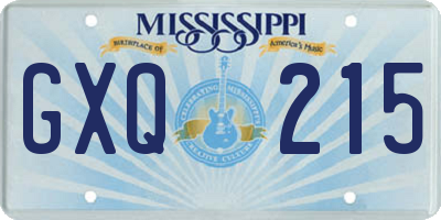 MS license plate GXQ215