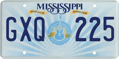 MS license plate GXQ225