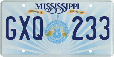 MS license plate GXQ233