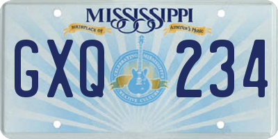 MS license plate GXQ234