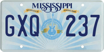 MS license plate GXQ237