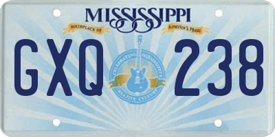 MS license plate GXQ238