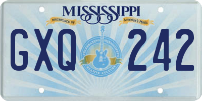 MS license plate GXQ242