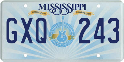 MS license plate GXQ243