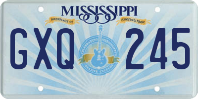 MS license plate GXQ245