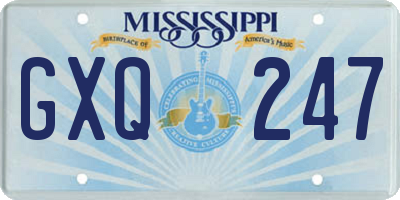 MS license plate GXQ247
