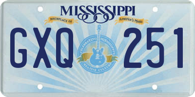 MS license plate GXQ251