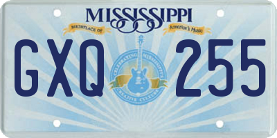 MS license plate GXQ255