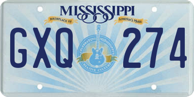 MS license plate GXQ274