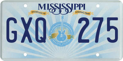 MS license plate GXQ275