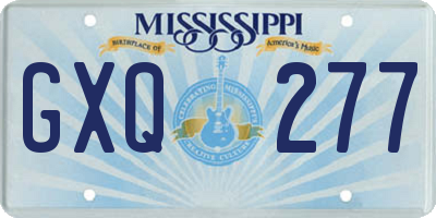 MS license plate GXQ277