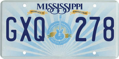 MS license plate GXQ278