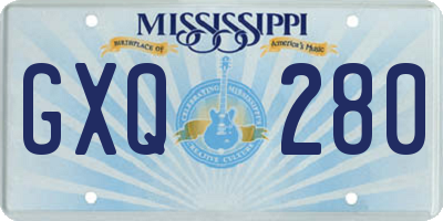 MS license plate GXQ280