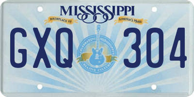 MS license plate GXQ304