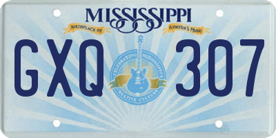 MS license plate GXQ307