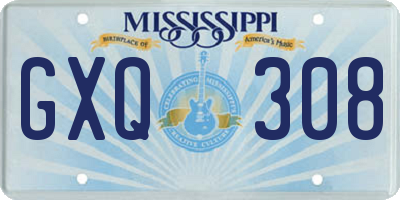 MS license plate GXQ308