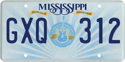 MS license plate GXQ312