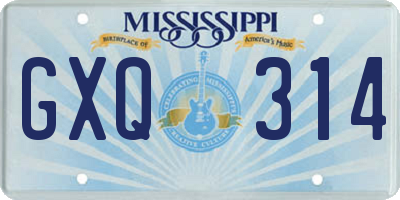 MS license plate GXQ314