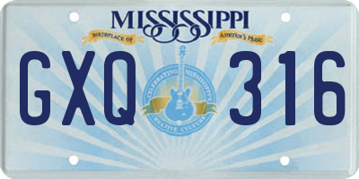 MS license plate GXQ316