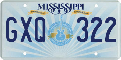 MS license plate GXQ322