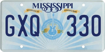 MS license plate GXQ330