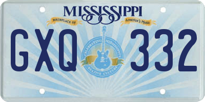 MS license plate GXQ332