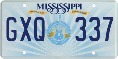 MS license plate GXQ337