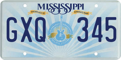 MS license plate GXQ345