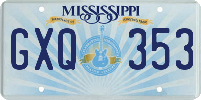 MS license plate GXQ353