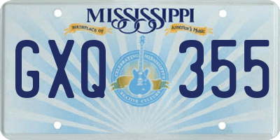 MS license plate GXQ355