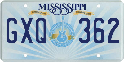 MS license plate GXQ362